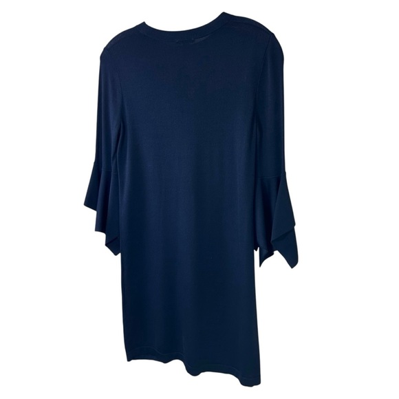 COS - Women’s Knitted Shift Dress, Draped Sleeves, Mini - Navy Blue, X-Small - Picture 8 of 15